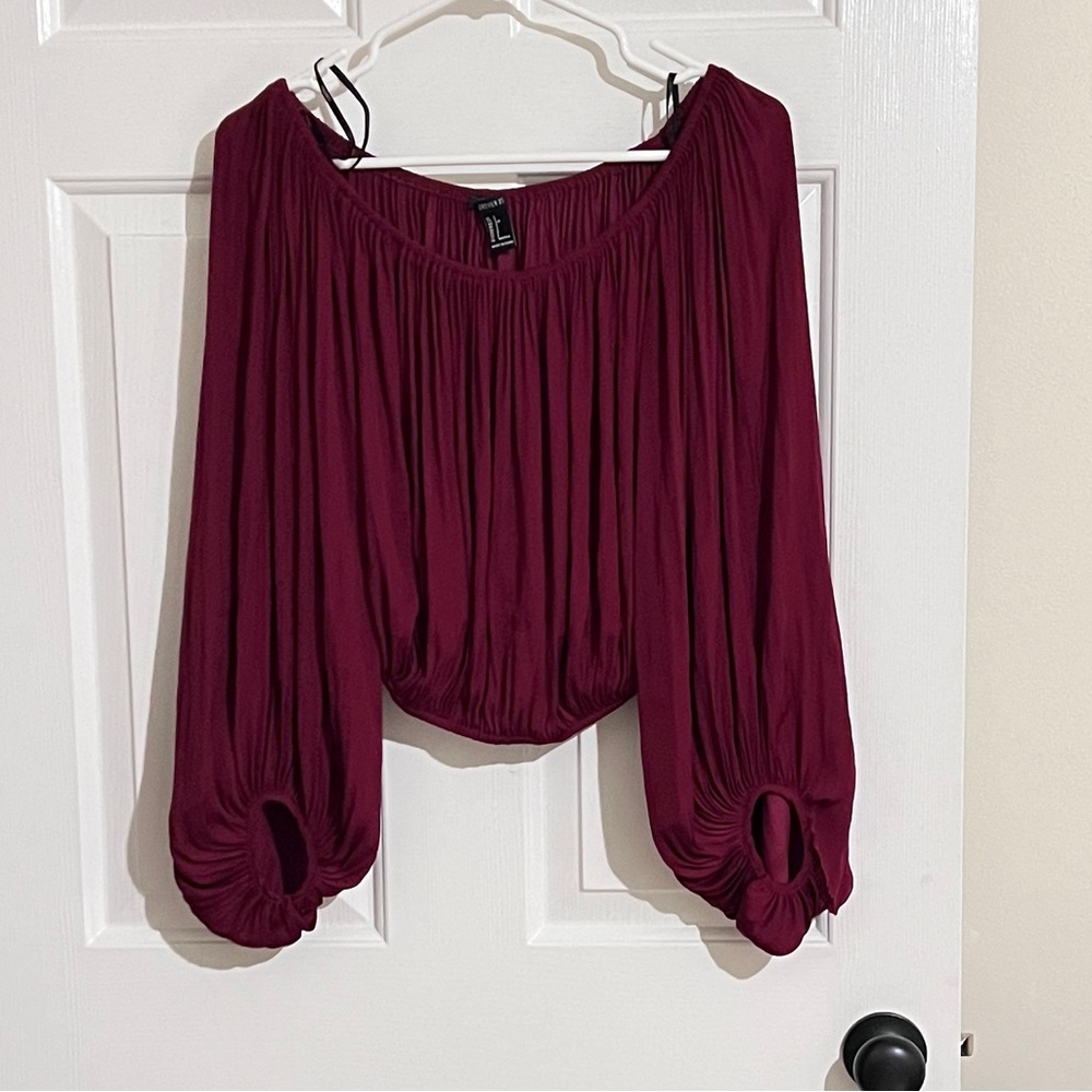 forever 21 long sleeve off/on the shoulder top